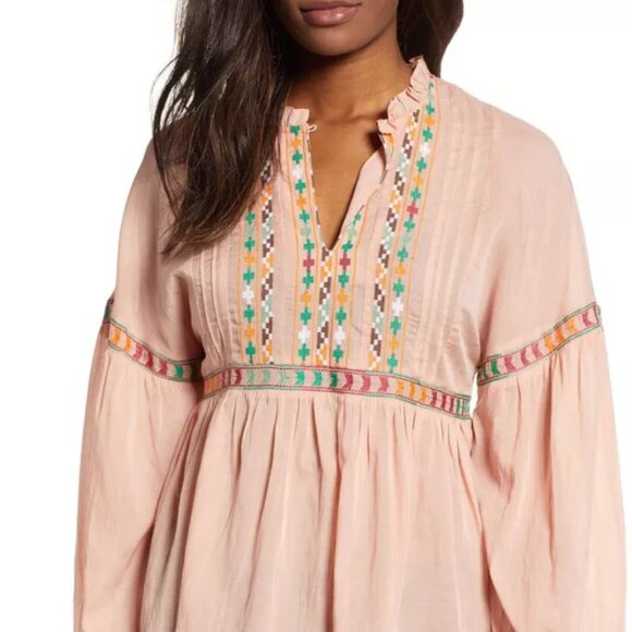 Lucky Brand Embroidered Peasant Top M - Picture 4 of 16